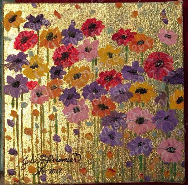 Gold Leaf with poppies