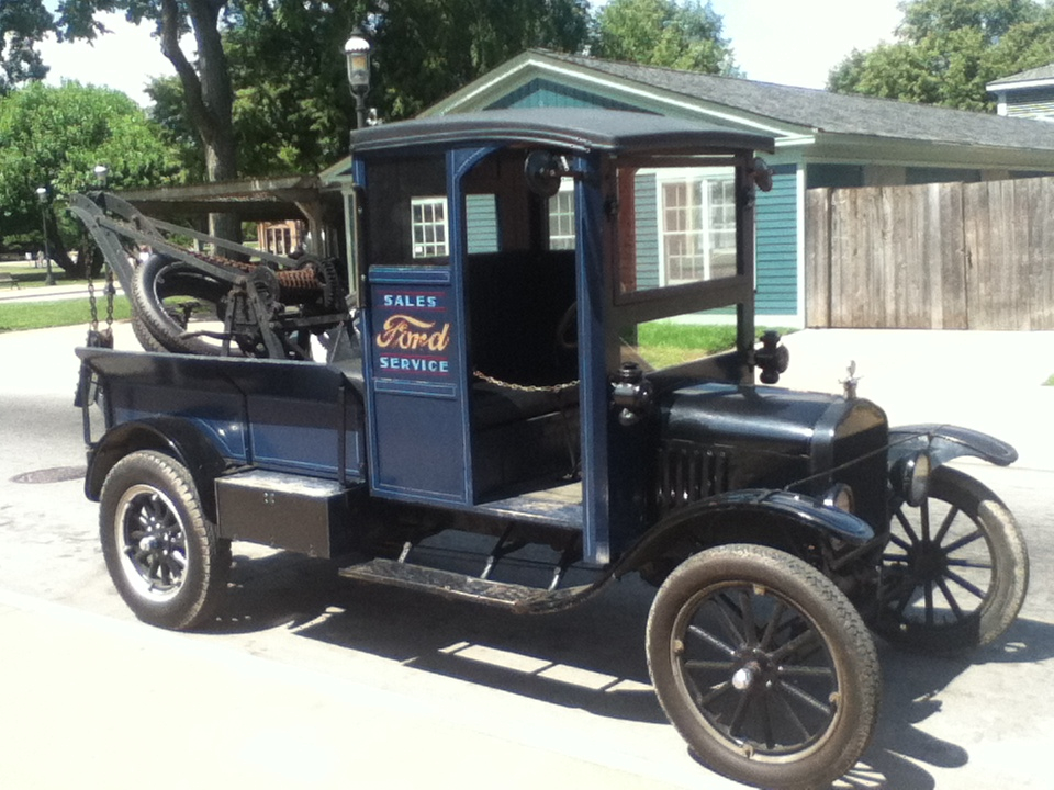 Gold Leaf, lettering, and pinstriping on a Model T tow truck at The Henry Ford Museum, Greenfield Village, Dearborn, MI